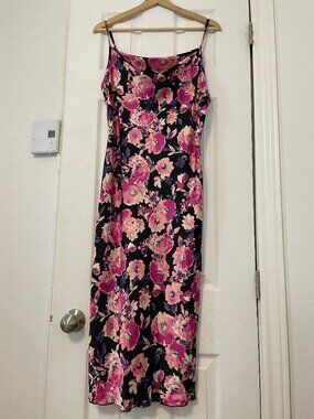 bebe / Floral Print Satin Midi Sheath Dress